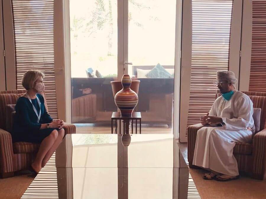 EXIM Chairman Kimberly Reed and His Excellency Sayyid Badr bin Hamad bin Hamood Albusaidi, Minister of Foreign Affairs of the Sultanate of Oman